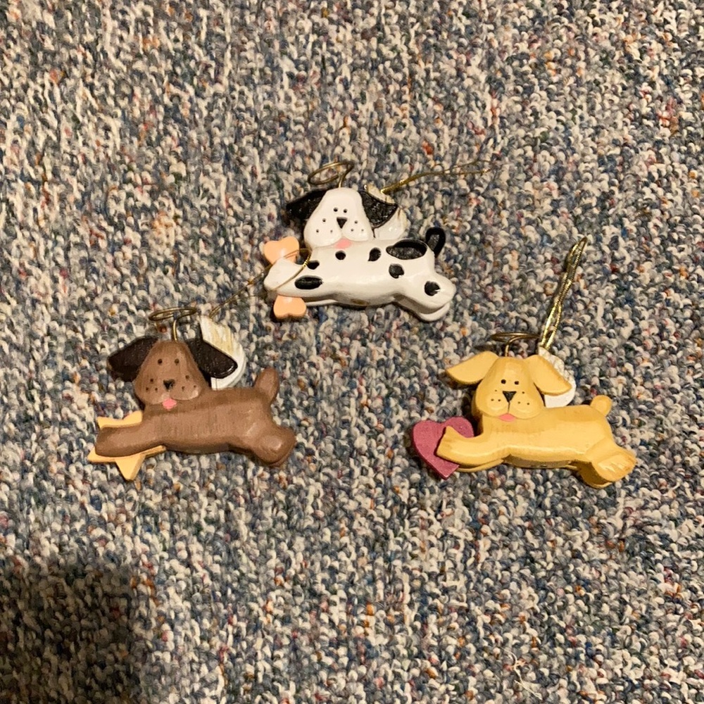 Set of 3 Angel Dog Ornaments-NWOT